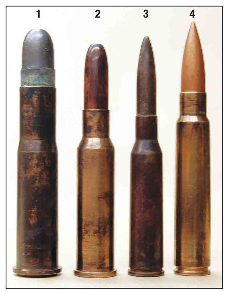 Japanese military rounds in order of usage include: (1) 11x60R Murata, which is a copy of the 11mm Mauser, (2) 8mm Murata that is almost identical to the 8x52Rmm (Type 66) Siamese, (3) 6.5mm Arisaka and the (4) 7.7x58mm Arisaka. Japan made 8mm Siamese rifles and loaded the ammunition for them for many years.